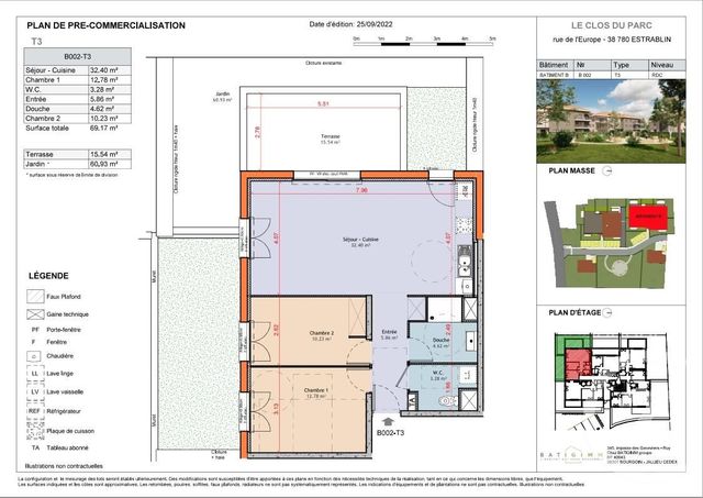 Appartement à vendre - 3 pièces - 69,21 m2 - Estrablin - 38 - RHONE-ALPES