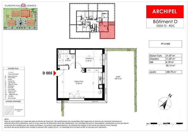 Appartement à vendre - 2 pièces - 50,13 m2 - La Verpilliere - 38 - RHONE-ALPES