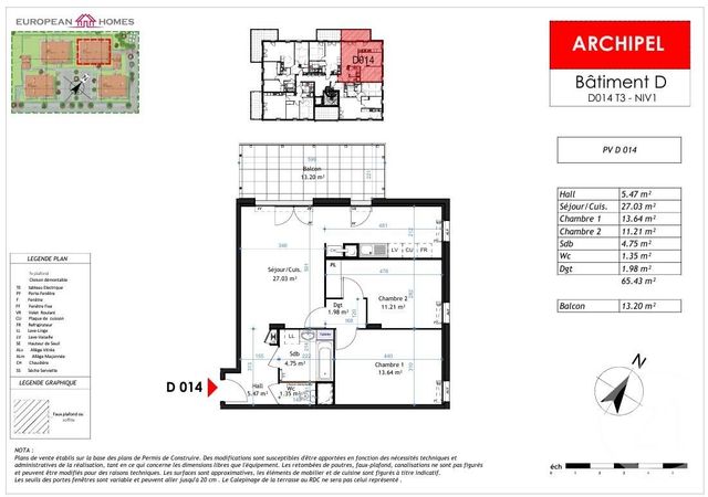 Appartement à vendre - 3 pièces - 65,43 m2 - La Verpilliere - 38 - RHONE-ALPES