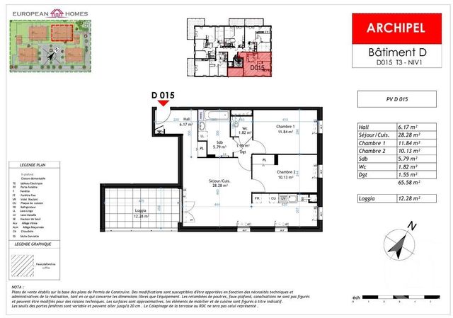 Appartement à vendre - 3 pièces - 65,58 m2 - La Verpilliere - 38 - RHONE-ALPES