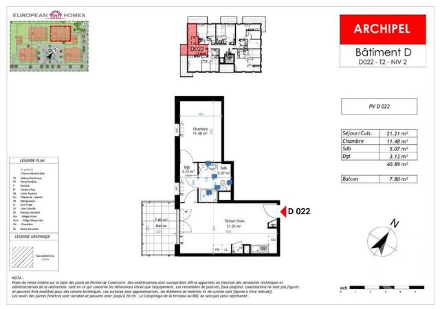 Appartement à vendre - 2 pièces - 40,89 m2 - La Verpilliere - 38 - RHONE-ALPES