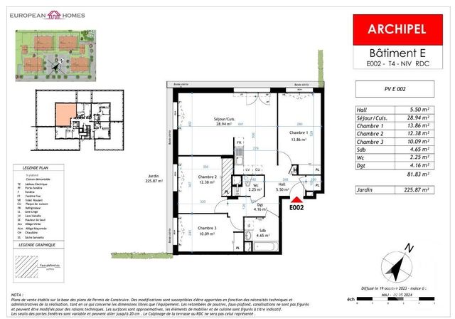 Appartement à vendre - 4 pièces - 81,83 m2 - La Verpilliere - 38 - RHONE-ALPES