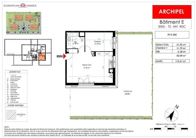 Appartement à vendre - 2 pièces - 50,09 m2 - La Verpilliere - 38 - RHONE-ALPES