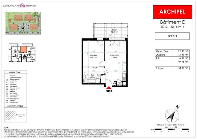Appartement à vendre - 2 pièces - 40,15 m2 - La Verpilliere - 38 - RHONE-ALPES
